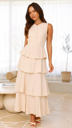 LILYWHYT Sale Dresses^Anastasia Backless Maxi Dress - Oat