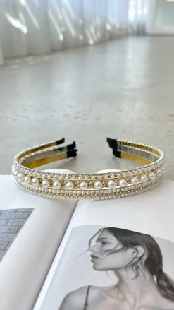 Morgan and Taylor Fascinators|Hair Accessories^Andrea Headband Set - Pearl