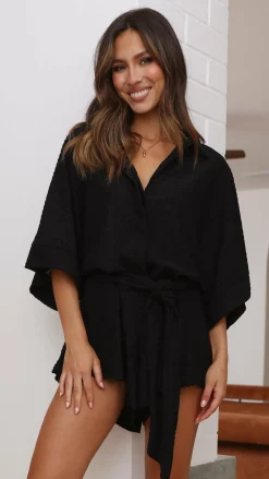 LILYWHYT Playsuits^Angie Playsuit - Black