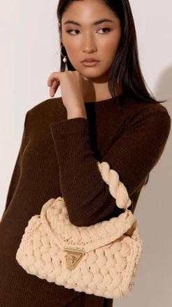Adorne Bags^Annabel Chunky Plaited Handbag - Cream