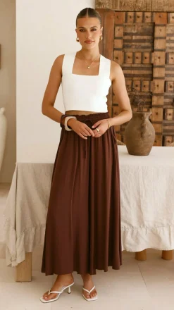 Miracle Fashion Bottoms^Aria Wide Leg Pants - Chocolate