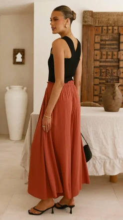 Miracle Fashion Bottoms^Aria Wide Leg Pants - Terracotta