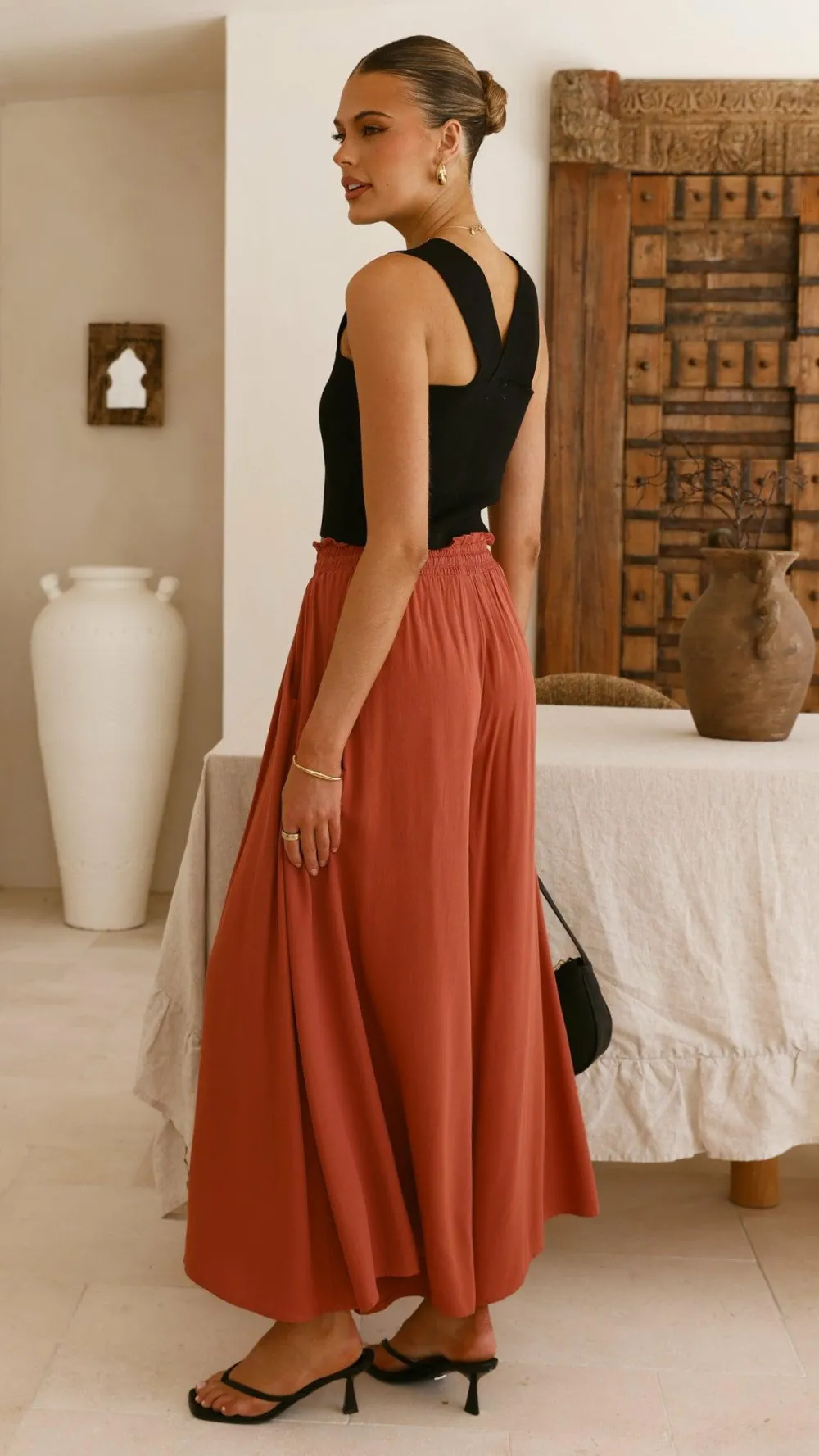 Miracle Fashion Bottoms^Aria Wide Leg Pants - Terracotta