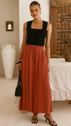 Miracle Fashion Bottoms^Aria Wide Leg Pants - Terracotta
