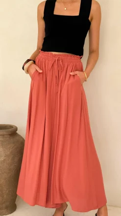 Miracle Fashion Bottoms^Aria Wide Leg Pants - Terracotta