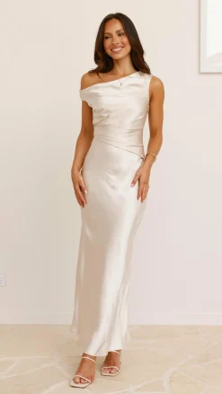 LILYWHYT Mon Cheri|Dresses^Auria Off Shoulder Maxi Dress - Champagne