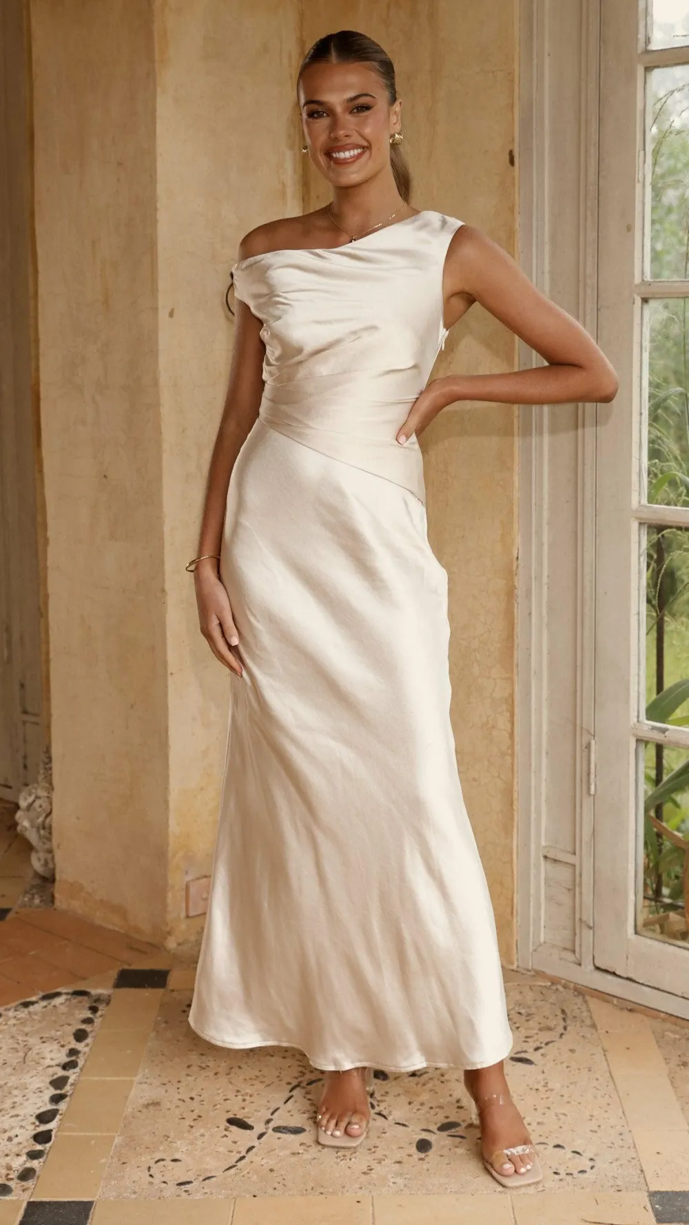 LILYWHYT Mon Cheri|Dresses^Auria Off Shoulder Maxi Dress - Champagne