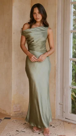 LILYWHYT Mon Cheri|Dresses^Auria Off Shoulder Maxi Dress - Olive