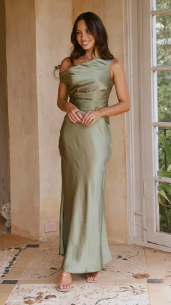 LILYWHYT Mon Cheri|Dresses^Auria Off Shoulder Maxi Dress - Olive