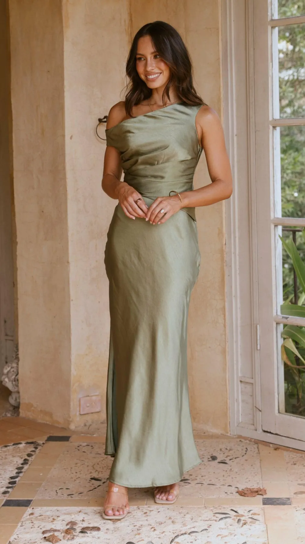 LILYWHYT Mon Cheri|Dresses^Auria Off Shoulder Maxi Dress - Olive