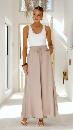 Iris Maxi Bottoms^Avery Wide Leg Pants - Beige
