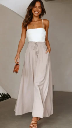 Iris Maxi Bottoms^Avery Wide Leg Pants - Beige