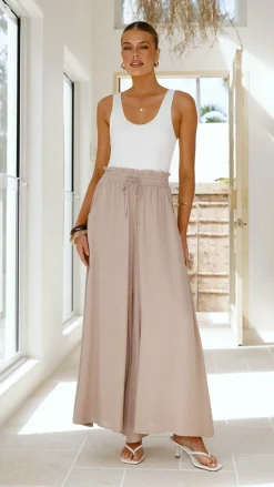 Iris Maxi Bottoms^Avery Wide Leg Pants - Beige