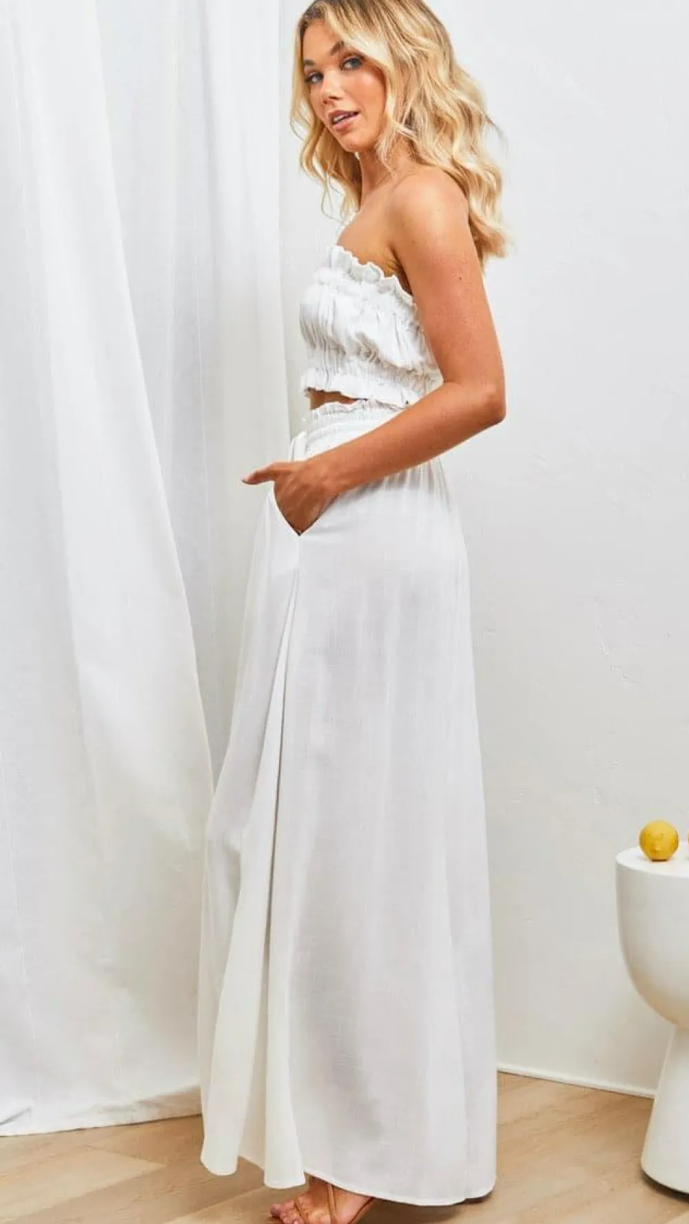 Iris Maxi Bottoms^Avery Wide Leg Pants - White