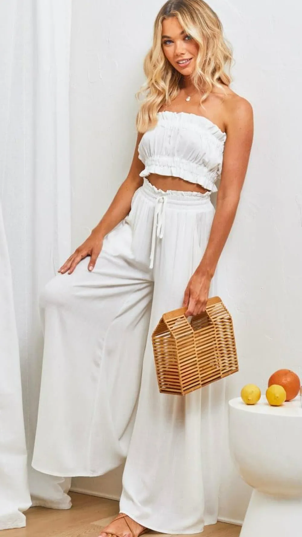 Iris Maxi Bottoms^Avery Wide Leg Pants - White