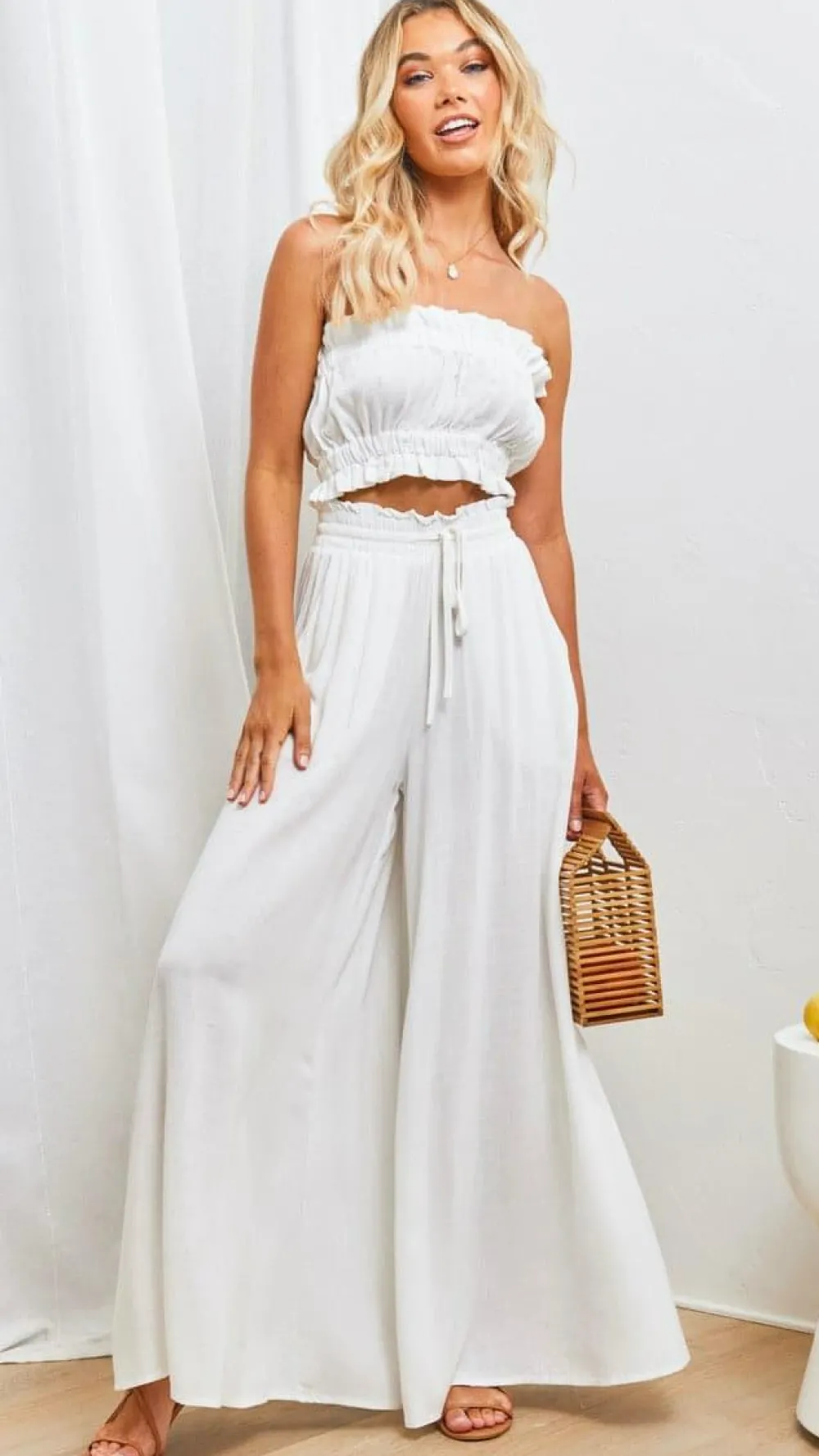 Iris Maxi Bottoms^Avery Wide Leg Pants - White