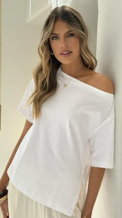 Fashion Allied Tops^Aziel Off Shoulder Tee - White