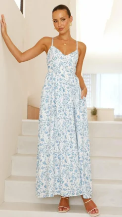 LILYWHYT Dresses|Maxi^Azura Maxi Dress - Blue Floral