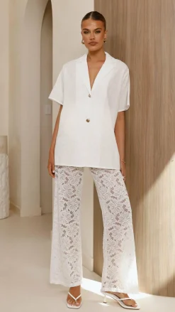 By Frankie Sets|Bottoms^Azura Shirt And Pants Set - White