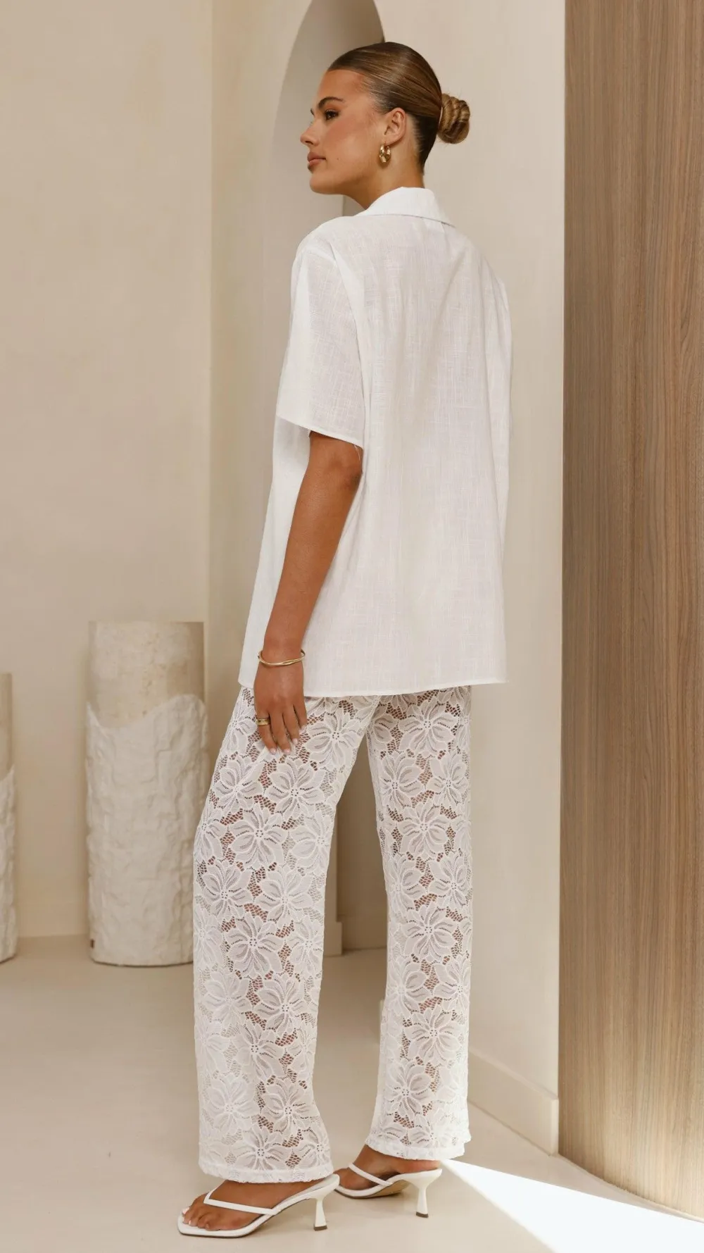 By Frankie Sets|Bottoms^Azura Shirt And Pants Set - White