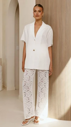 By Frankie Sets|Bottoms^Azura Shirt And Pants Set - White