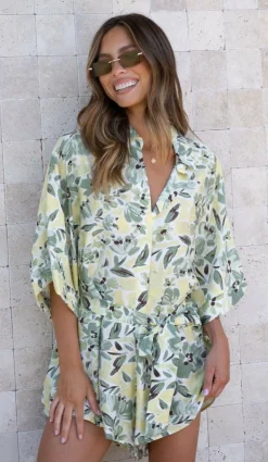 LILYWHYT Playsuits^Bailin Playsuit - Green Floral
