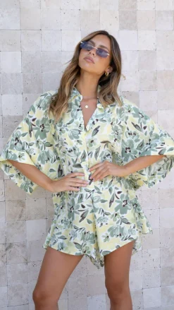 LILYWHYT Playsuits^Bailin Playsuit - Green Floral