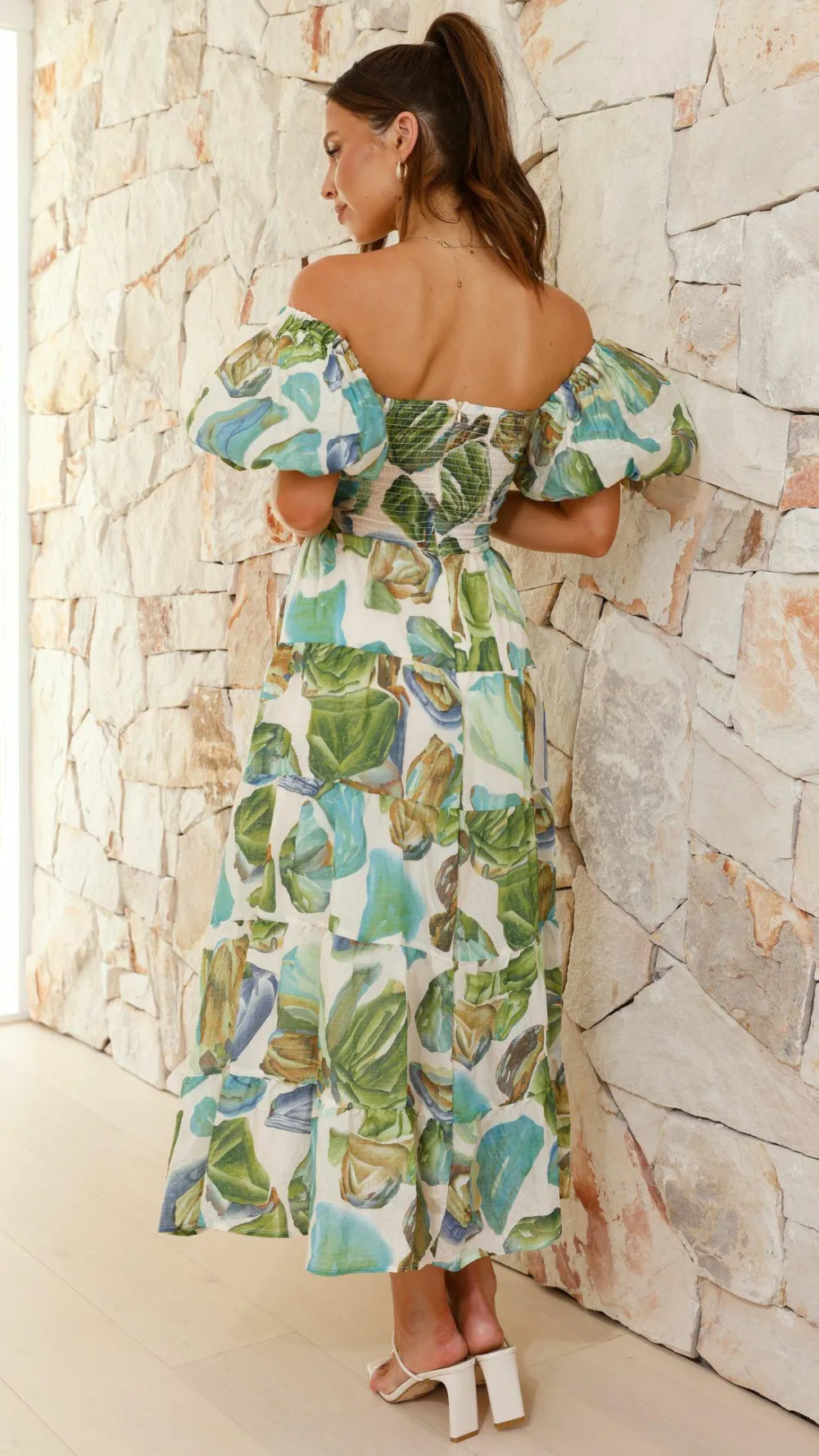 Pink Diamond Dresses|Maxi^Balthazar Maxi Dress - Green / Blue Print