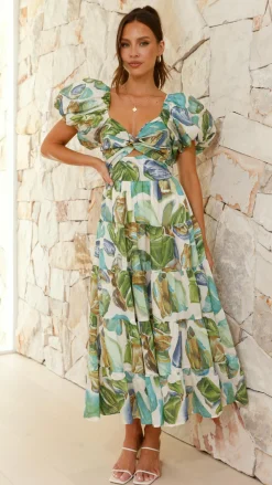 Pink Diamond Dresses|Maxi^Balthazar Maxi Dress - Green / Blue Print