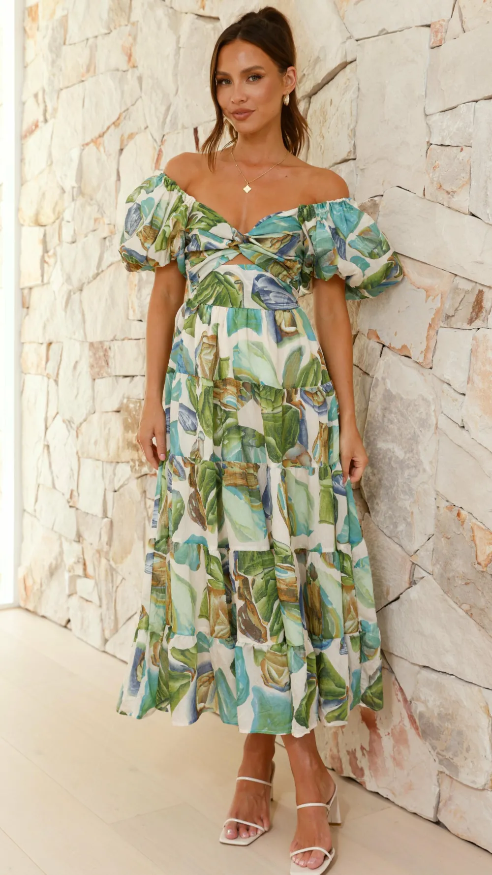 Pink Diamond Dresses|Maxi^Balthazar Maxi Dress - Green / Blue Print
