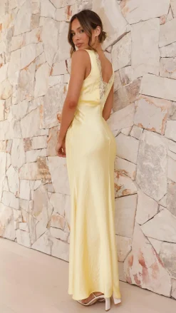 LILYWHYT Sale Dresses^Basiano Maxi Dress - Yellow / Lace