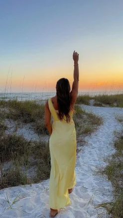 LILYWHYT Sale Dresses^Basiano Maxi Dress - Yellow / Lace