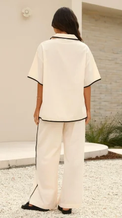CAXTON ST Sets|Tops^Basima Tie Shirt - Beige / Black
