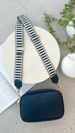 Adorne Bags^Bella Striped Webbing Camera Bag - Black