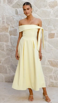 SASHA (BNE) Dresses|Midi^Bentley Off Shoulder Midi Dress - Lemon