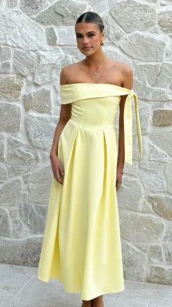 SASHA (BNE) Dresses|Midi^Bentley Off Shoulder Midi Dress - Lemon