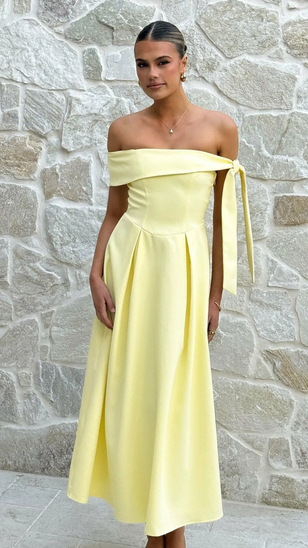 SASHA (BNE) Dresses|Midi^Bentley Off Shoulder Midi Dress - Lemon
