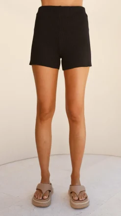 By Frankie Sets|Bottoms^Bianca Knit Ribbed Shorts - Black