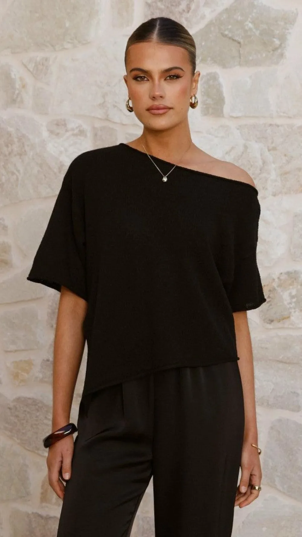 Fashion Allied Tops^Blair Off Shoulder Tee - Black