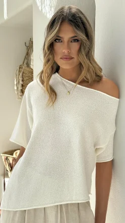 Fashion Allied Tops^Blair Off Shoulder Tee - White