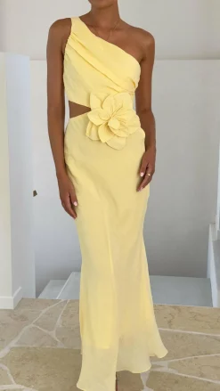 SASHA (BNE) Dresses|Maxi^Bloom One Shoulder Cut Out Maxi Dress - Yellow