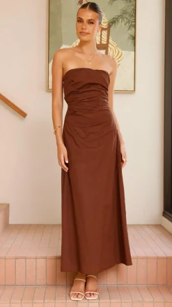 Main St Dresses|Midi^Bolivia Strapless Midi Dress - Chocolate