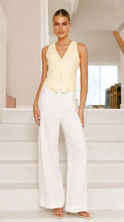 Alive Girl Tops^Brianne Linen Vest - Yellow