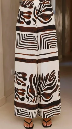 Burans Sets|Bottoms^Briar Wide Leg Pants - Chocolate Abstract