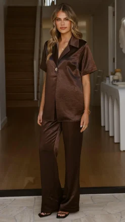 IDS Sets|Tops^Bridget Button Shirt - Chocolate