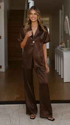 IDS Sets|Tops^Bridget Button Shirt - Chocolate
