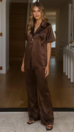 IDS Sets|Tops^Bridget Button Shirt - Chocolate