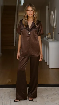 IDS Sets|Tops^Bridget Button Shirt - Chocolate