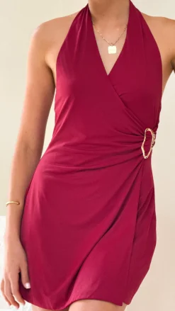 Burans Dresses|Mini^Brigitte Halter Mini Dress- Red