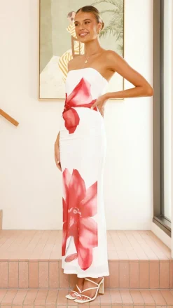 SASHA (BNE) Dresses|Maxi^Brittani Strapless Maxi Dress - White/Red